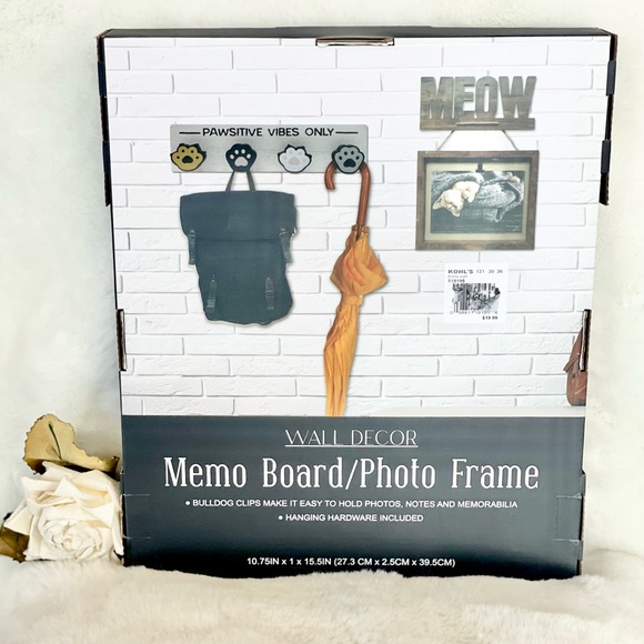 New with tag MEOW MEMO/PHOTO BOARD- FRAME HOLDS 5x7” or 4”X 6” photos Cat lovers - Picture 3 of 4